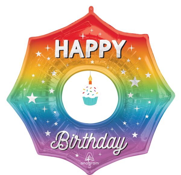 #019 Cupcake Happy Birthday 33in Balloon