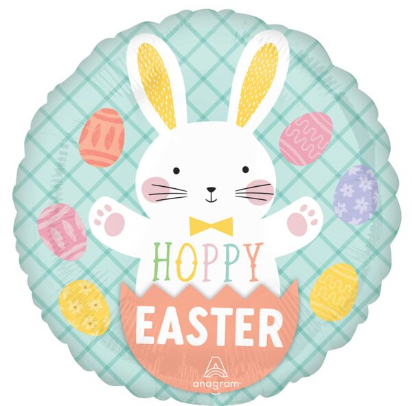 #S03 Hoppy Easter Bunny and Eggs 17in Balloon