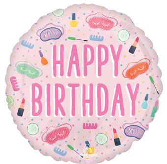 #070B Happy Birthday Spa Party 18in Balloon