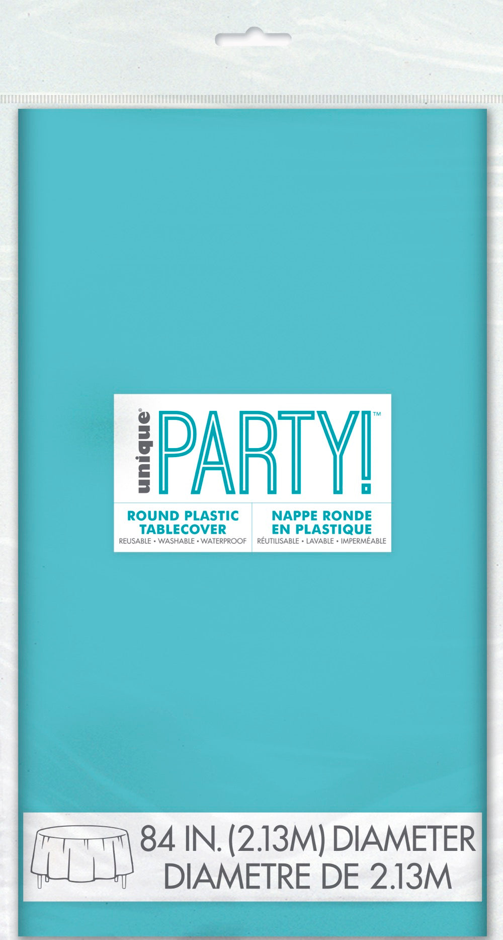 Teal Plastic Round Table Cover 84"