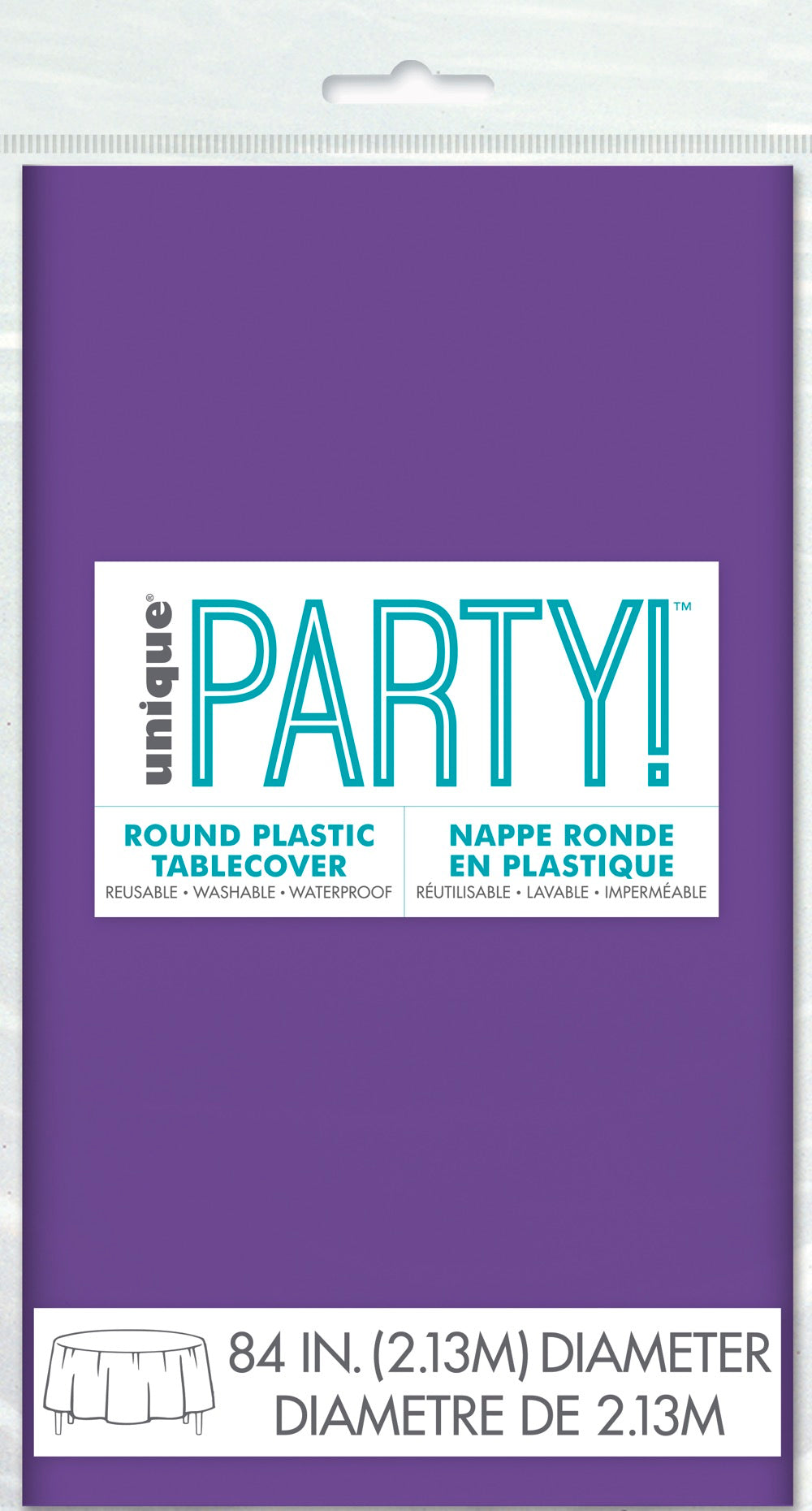 Purple Plastic Round Table Cover 84"