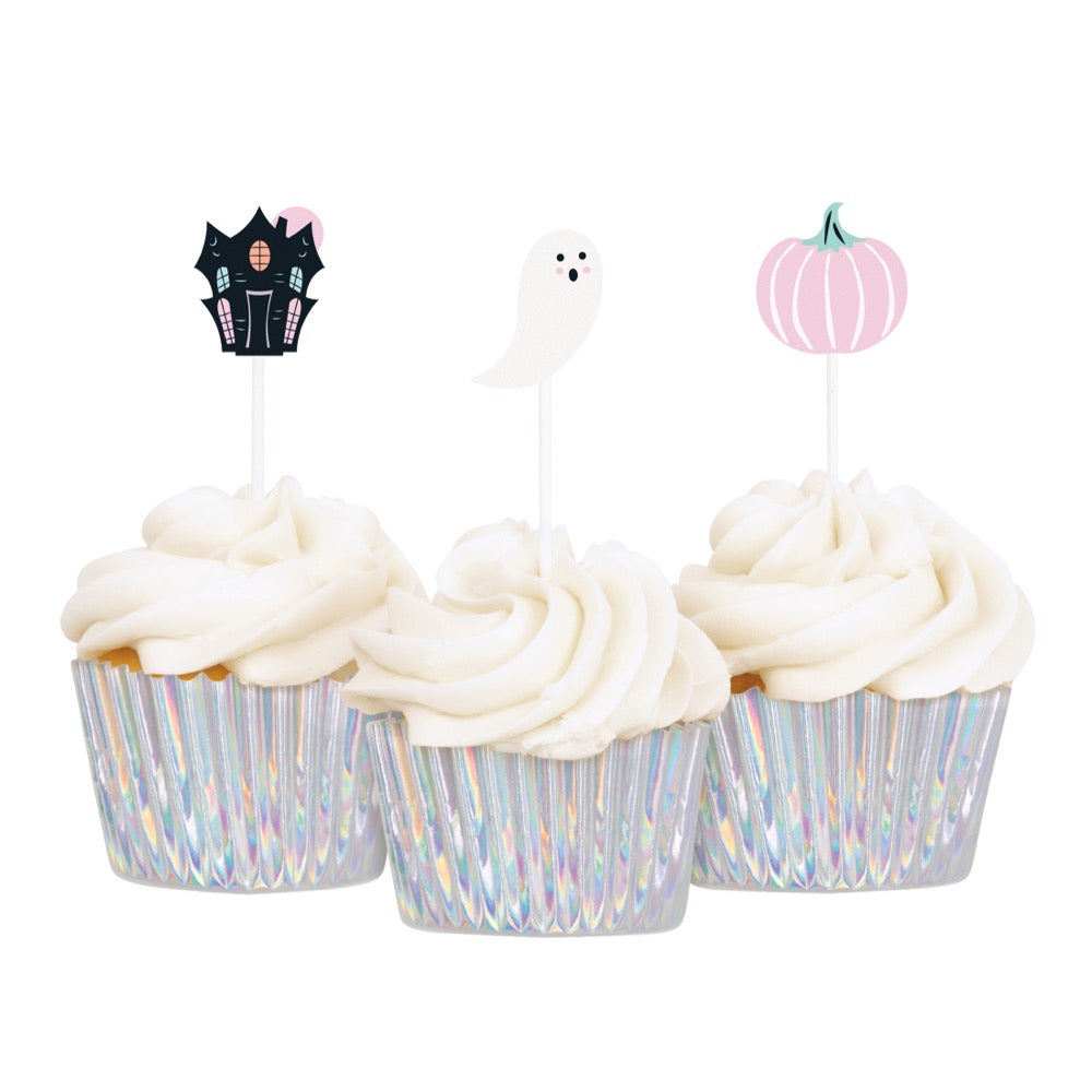 Pastel Hauntings Cupcake Decoration Kit with Iridescent Cupcake Liners 24pc
