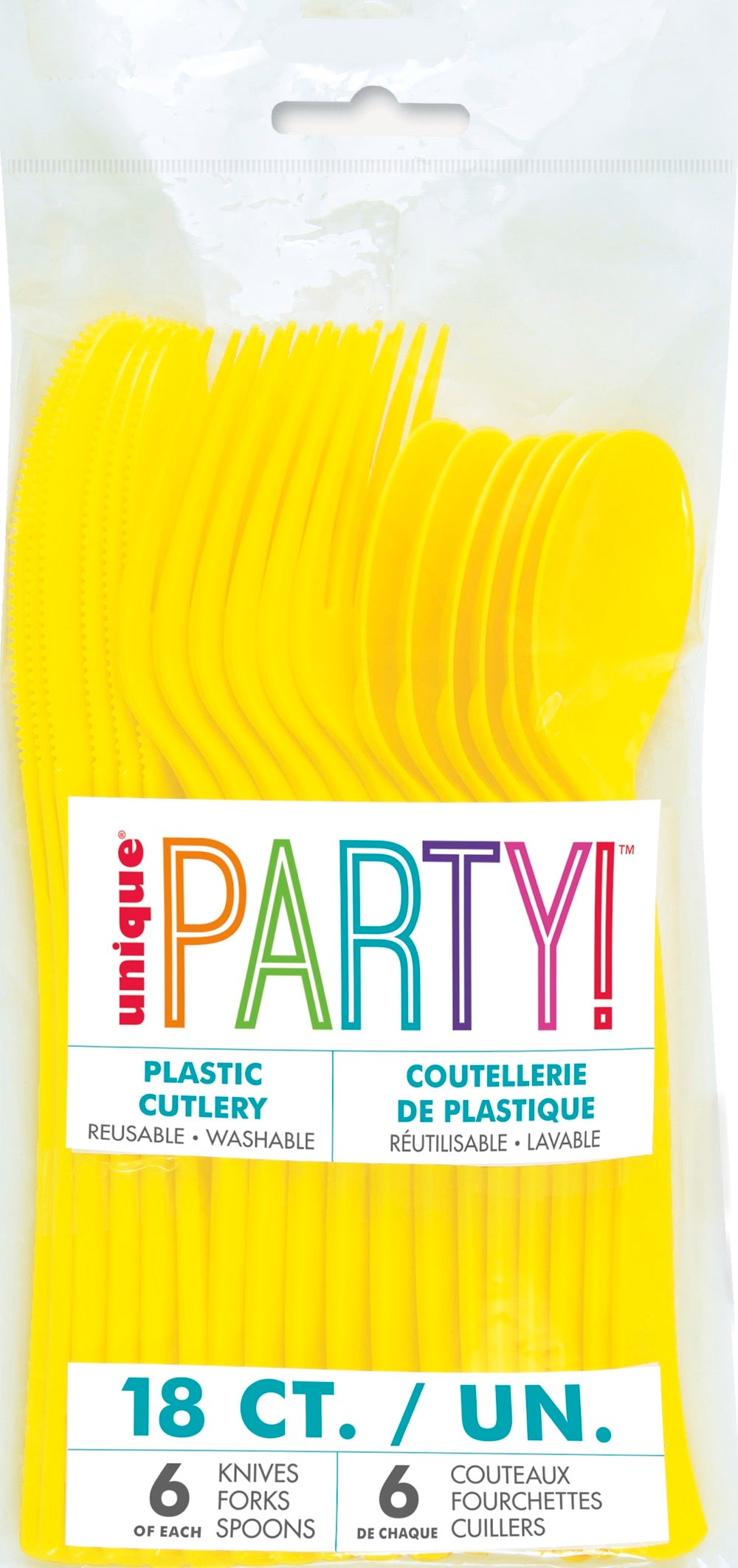 Yellow Assorted Plastic Cutlery 18ct