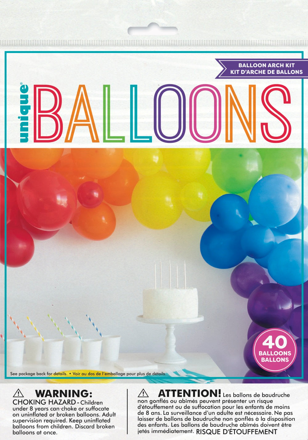 Rainbow Latex Balloon Arch Kit 40pc