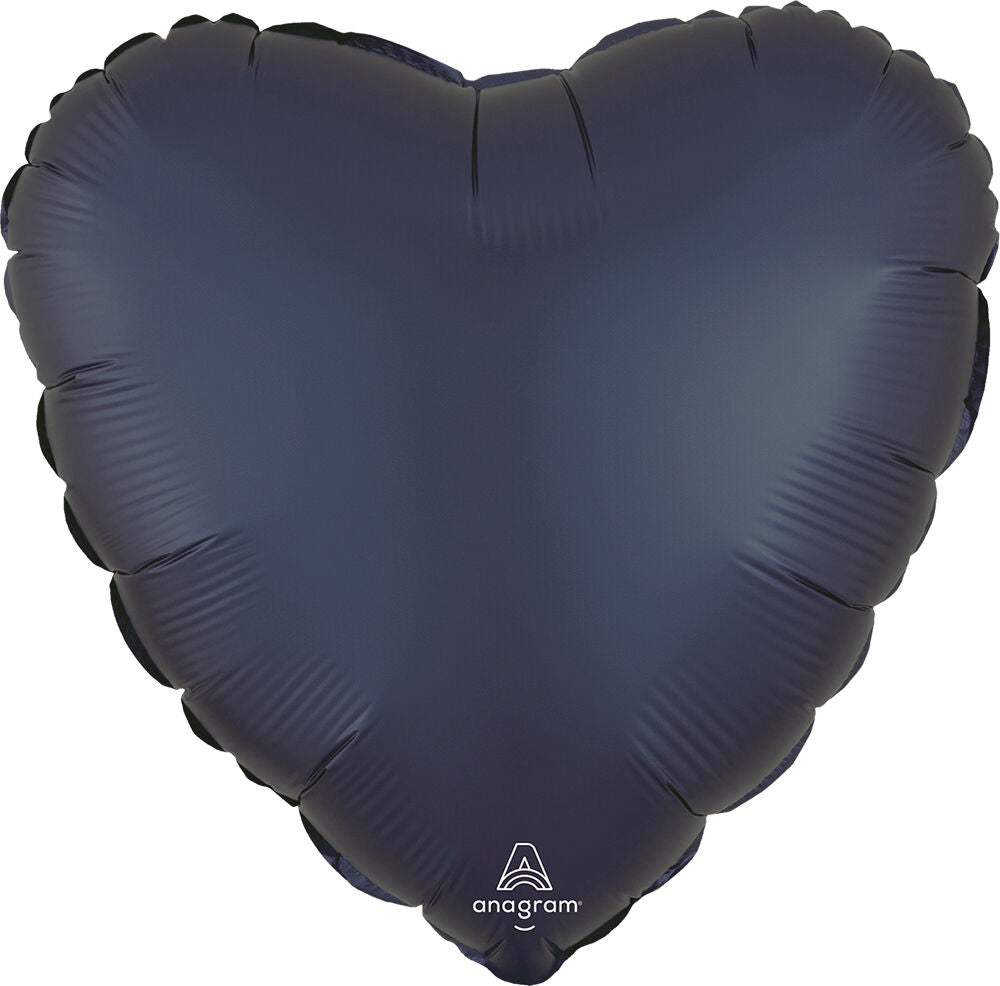 True Navy Satin Heart 18in Solid Mylar