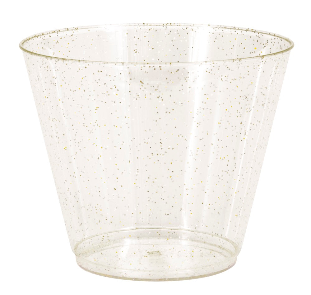Gold Glitter 9oz Plastic Tumbler 8ct