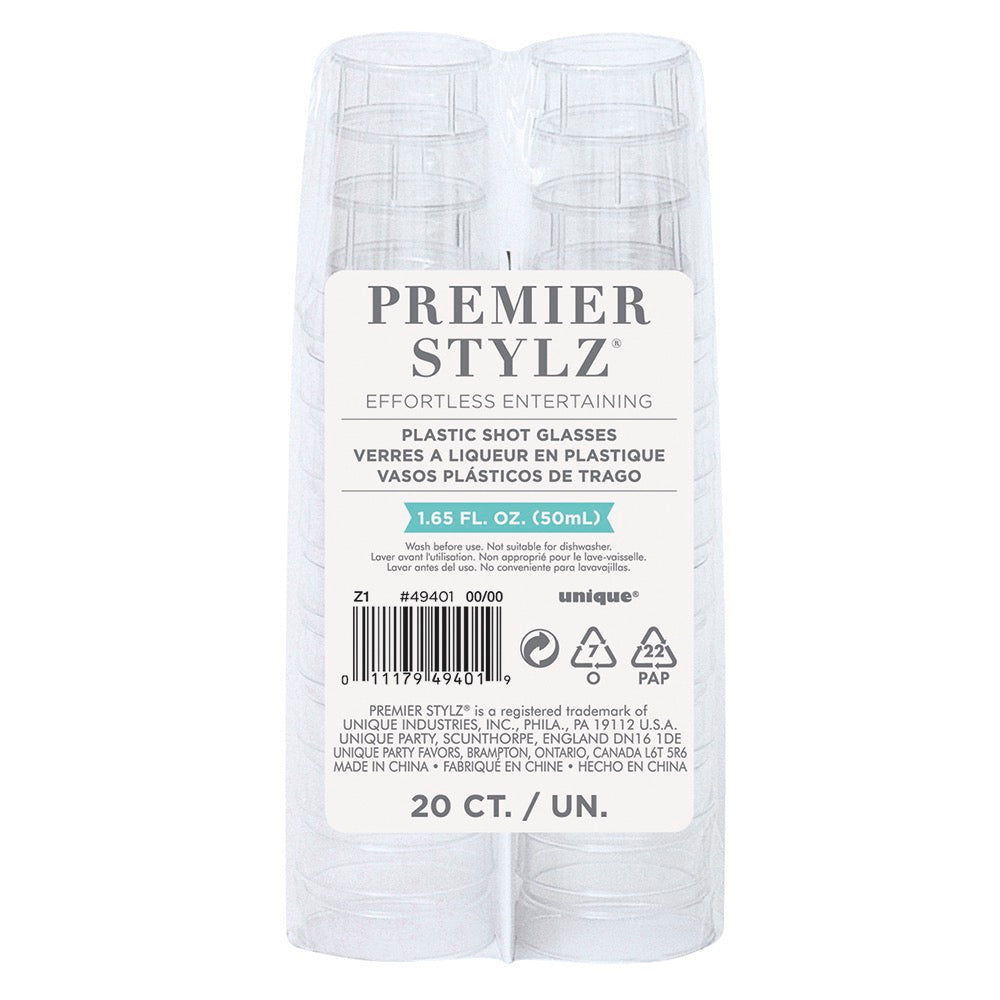 1.65oz Clear Plastic Shot Glasses 20ct