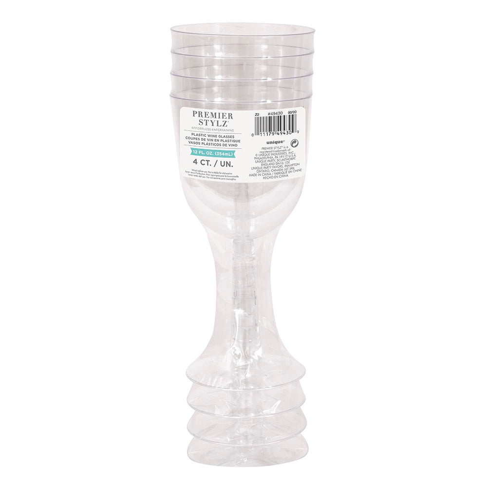 Clear Plastic Wine Goblets 12oz 4ct