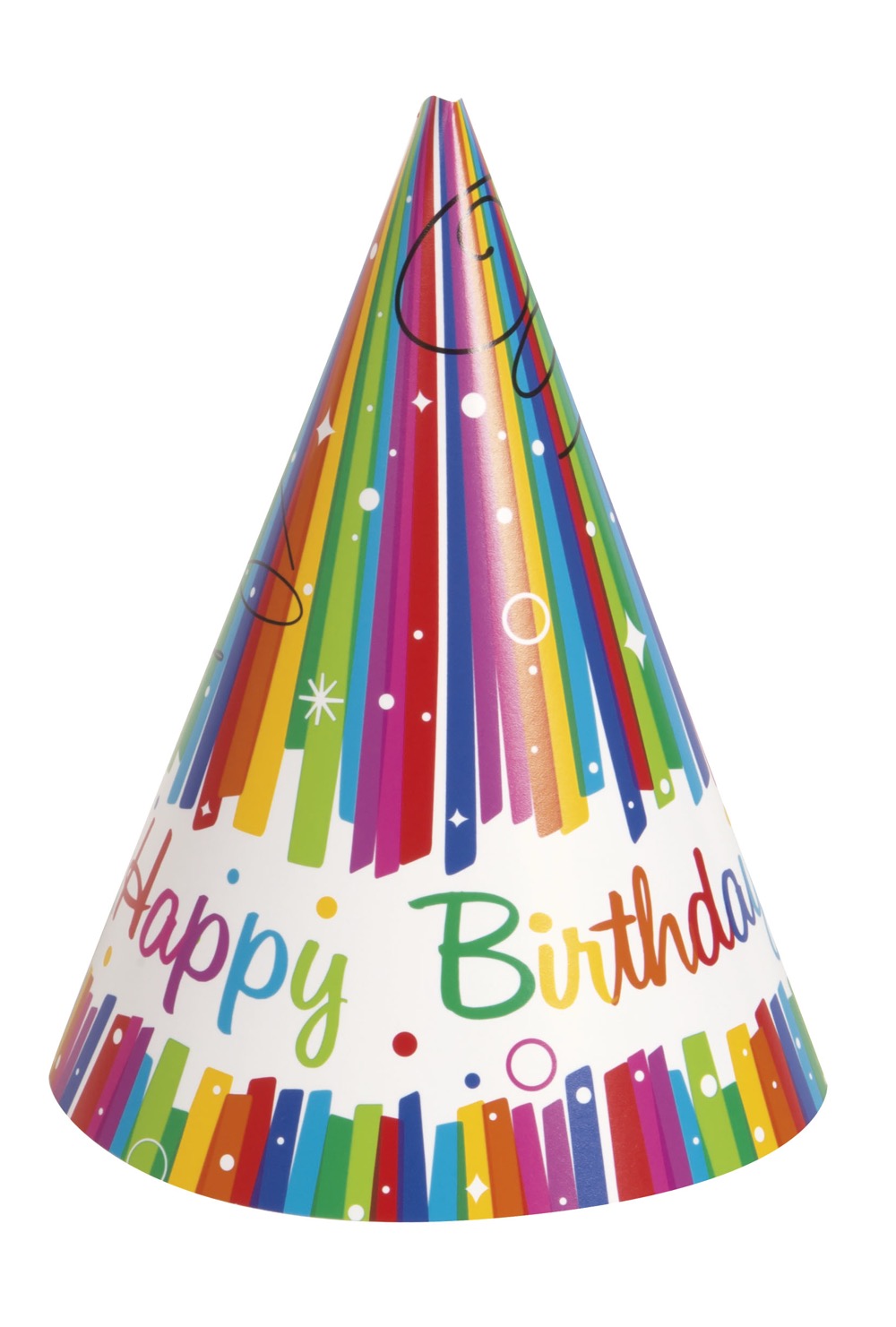Rainbow Ribbons Birthday Party Hats 8ct