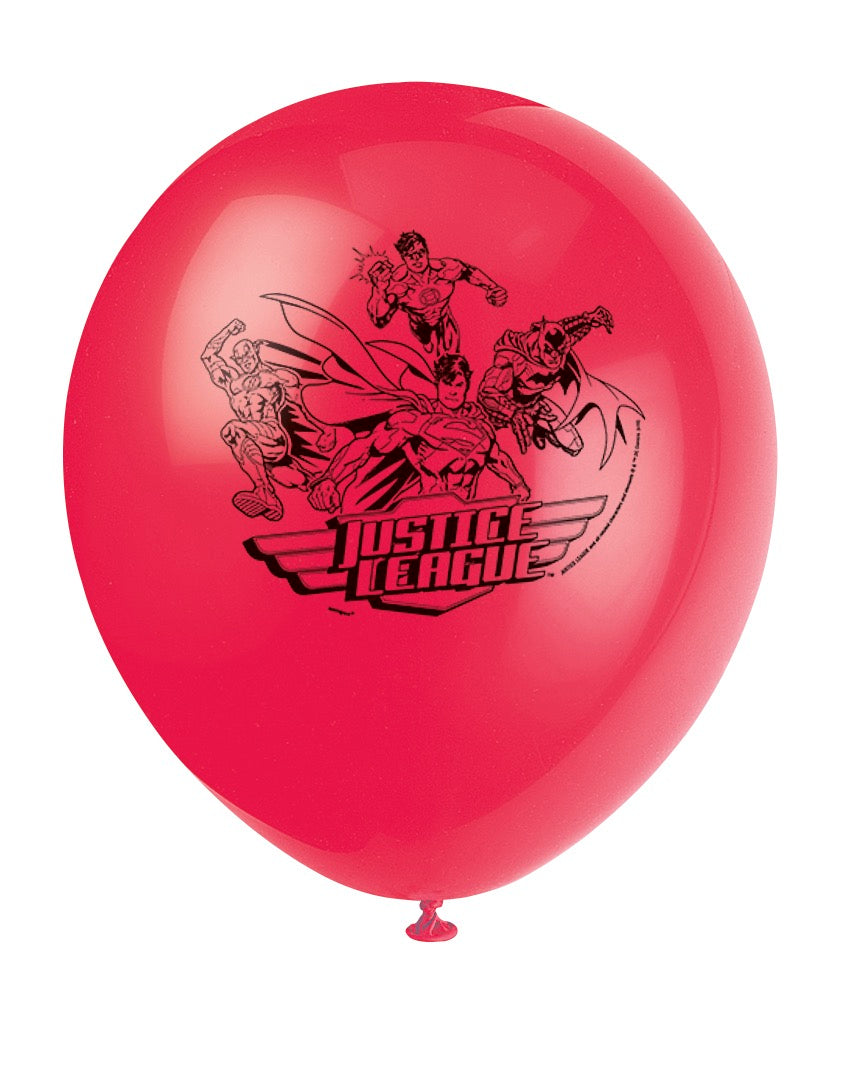 Justice League 12in Latex Balloons 8ct