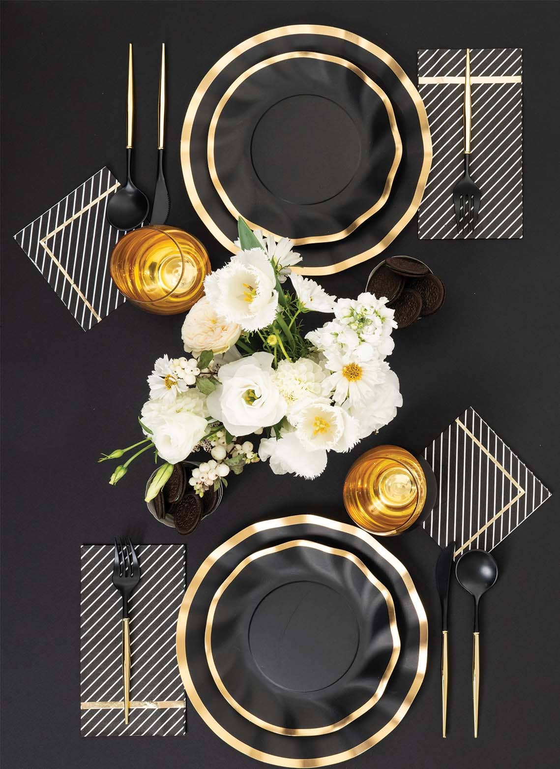 Black & Gold Bella Assorted Plastic Cutlery 24ct