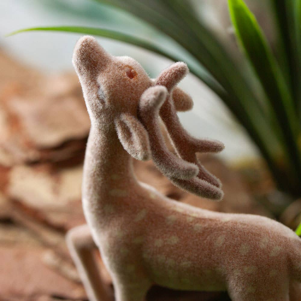 2" L x 2-1/4" H Miniature Flocked Buck Deer (Bag of 6)