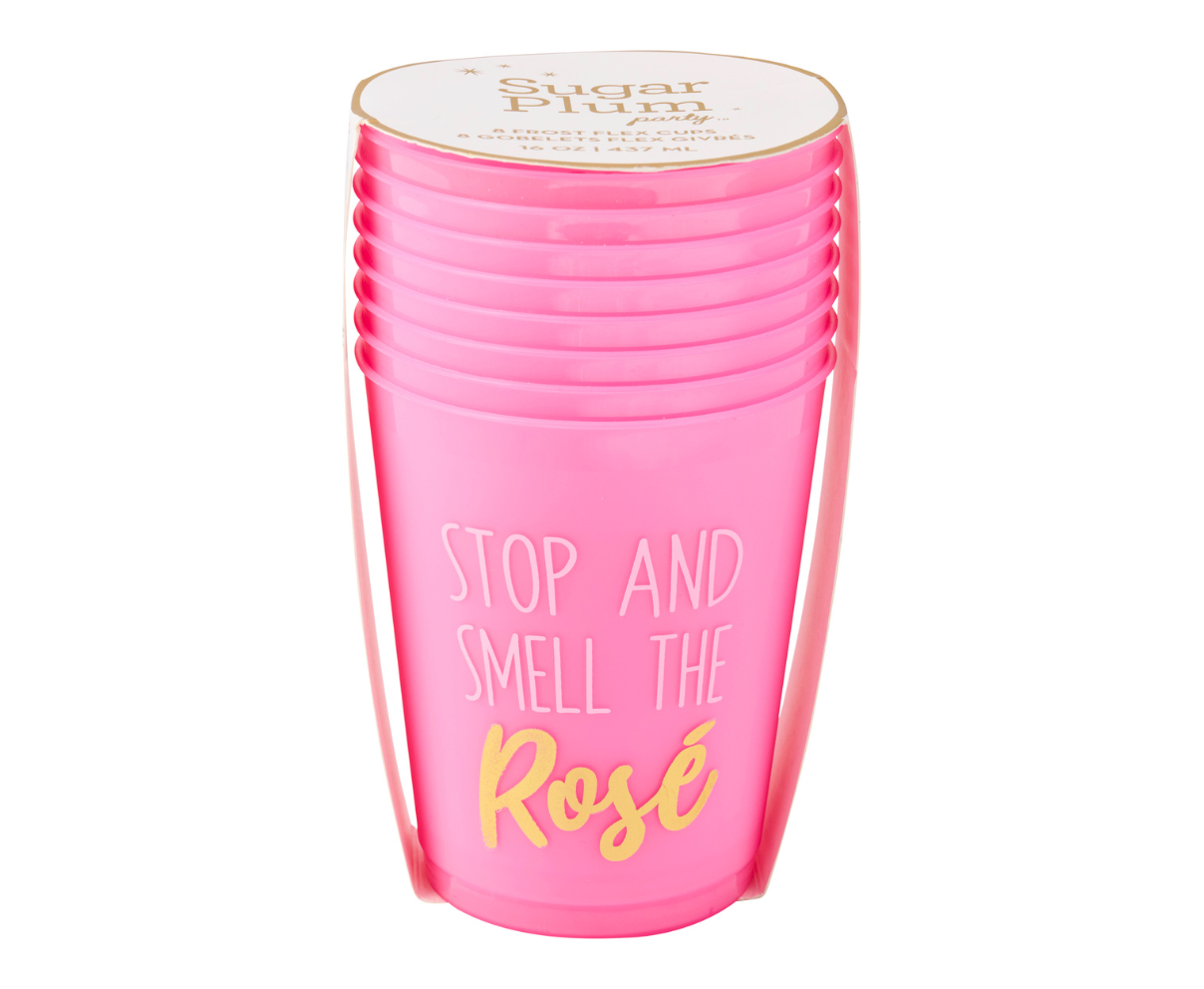 Cocktail Cheers Frost Flex Cups/8pk - Stop and Smell the Rose