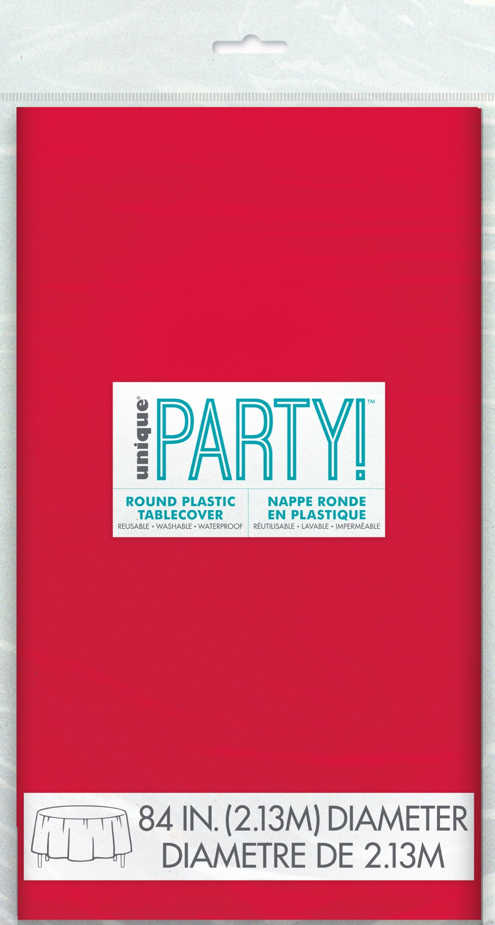 Red Plastic Round Table Cover 84"