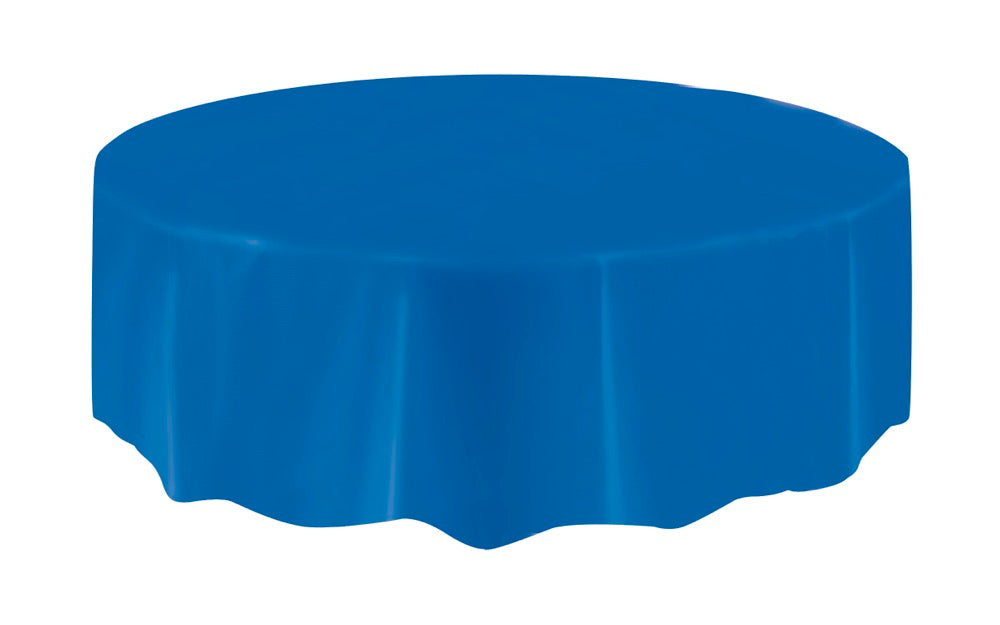 Royal Blue Plastic Round Table Cover 84"