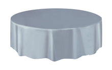 Silver Plastic Round Table Cover 84"