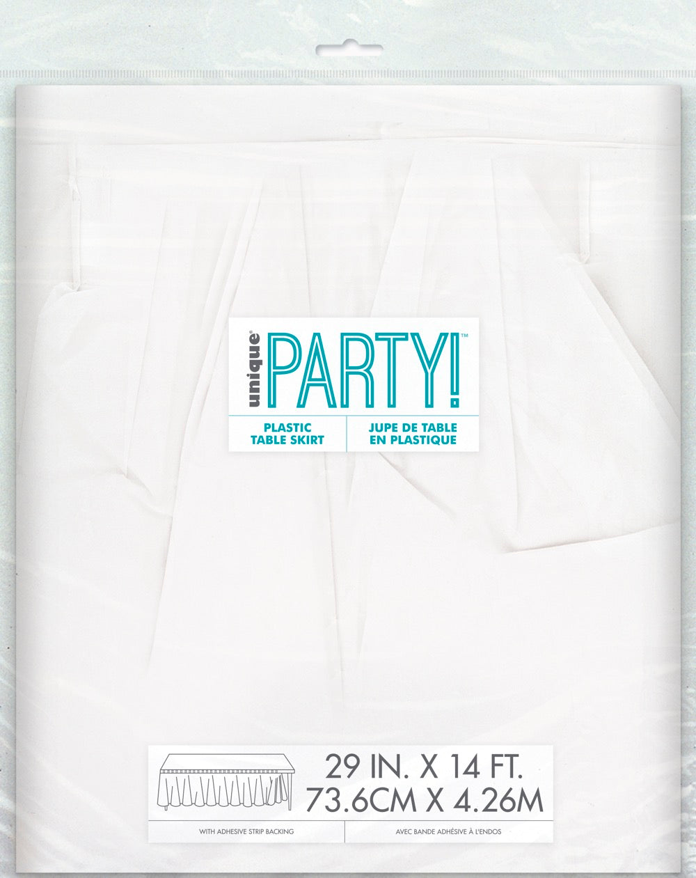 White Plastic Table Skirt 29" x 21 ft.