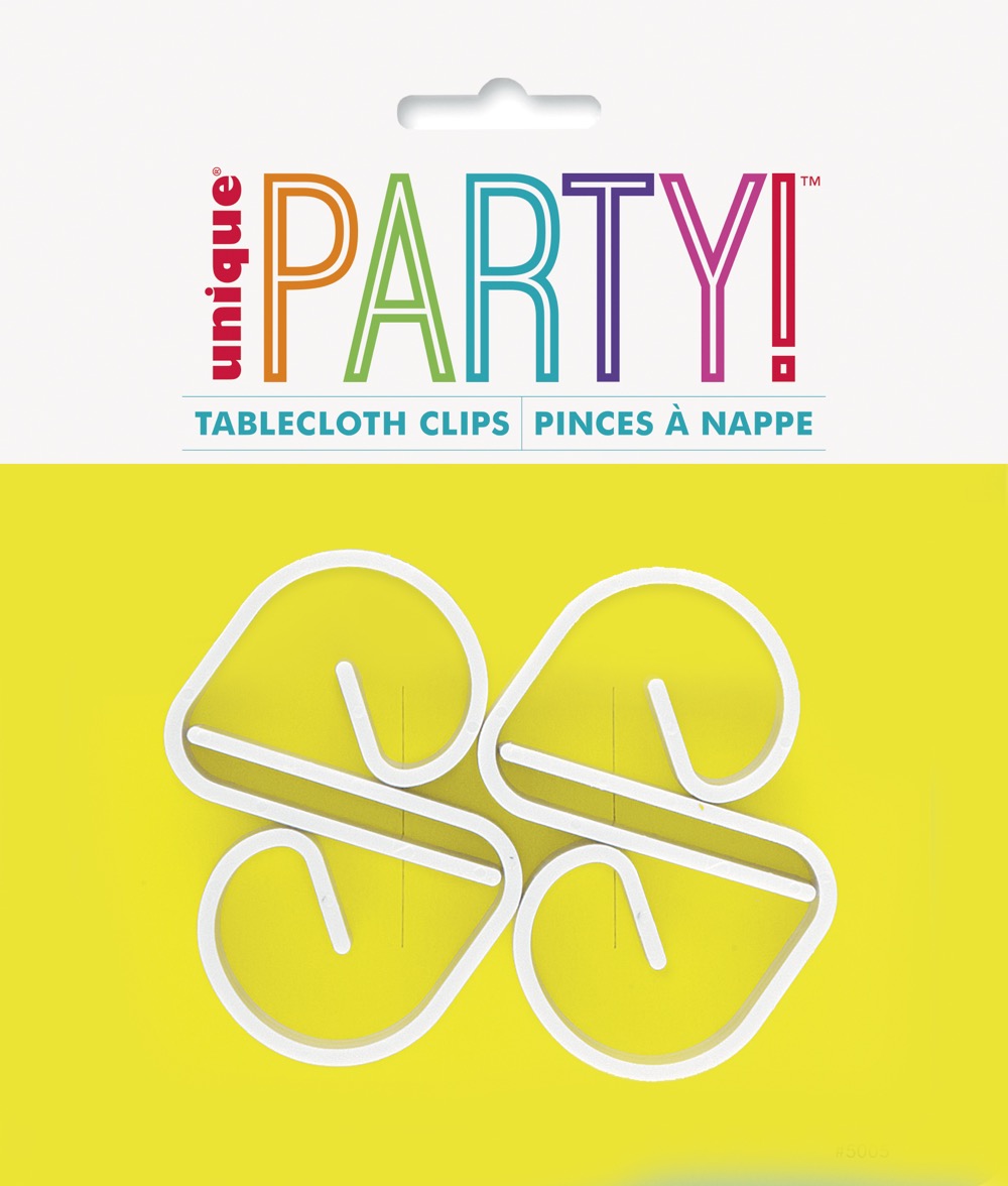 White Plastic Table Cover Clips 4ct