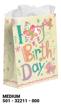 Butterfly Birthday Medium Gift Bag
