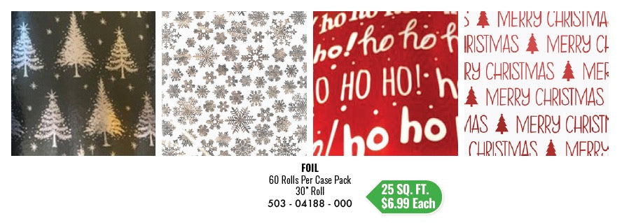 XMAS Roll Wrap Assortment 25sqft - 1 Assorted Roll