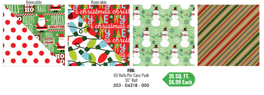 XMAS Roll Wrap Assortment 35sqft - 1 Assorted Roll