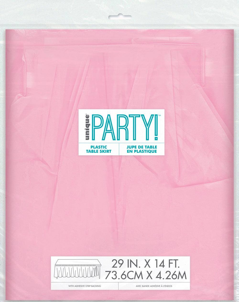 Pink Plastic Table Skirt 29" x 21 ft.