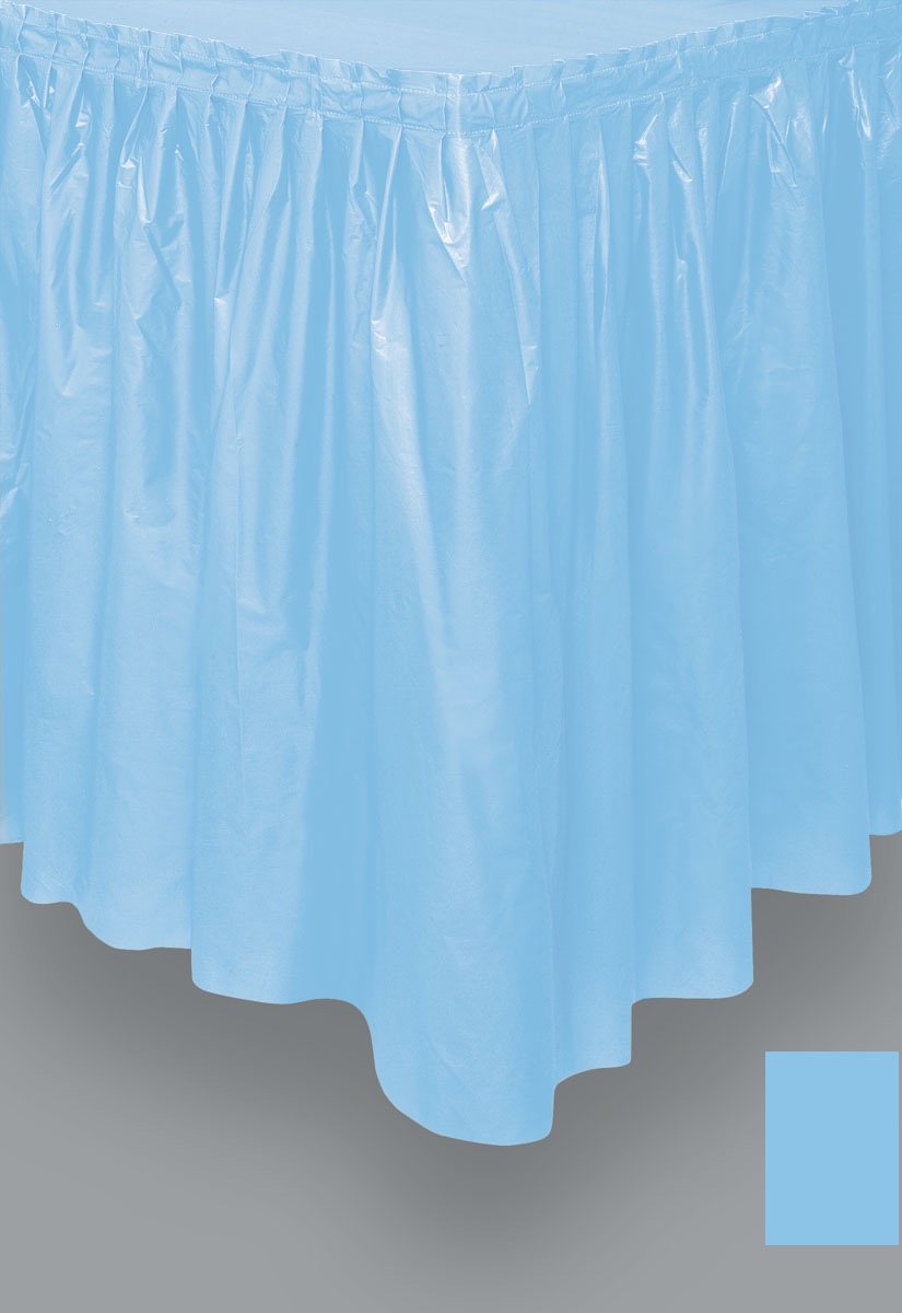 Light Blue Plastic Table Skirt 29" x 21 ft.