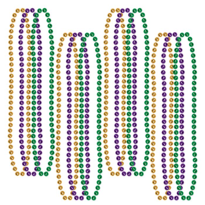 Mardi Gras Small Round Beads 12ct