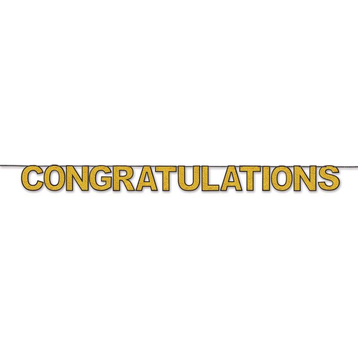 Congratulations Gold Glitter Banner