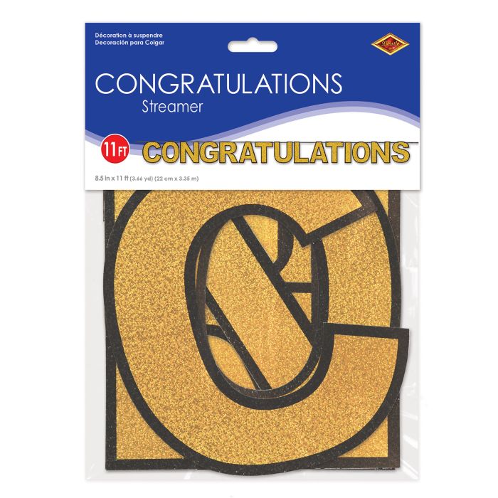 Congratulations Gold Glitter Banner