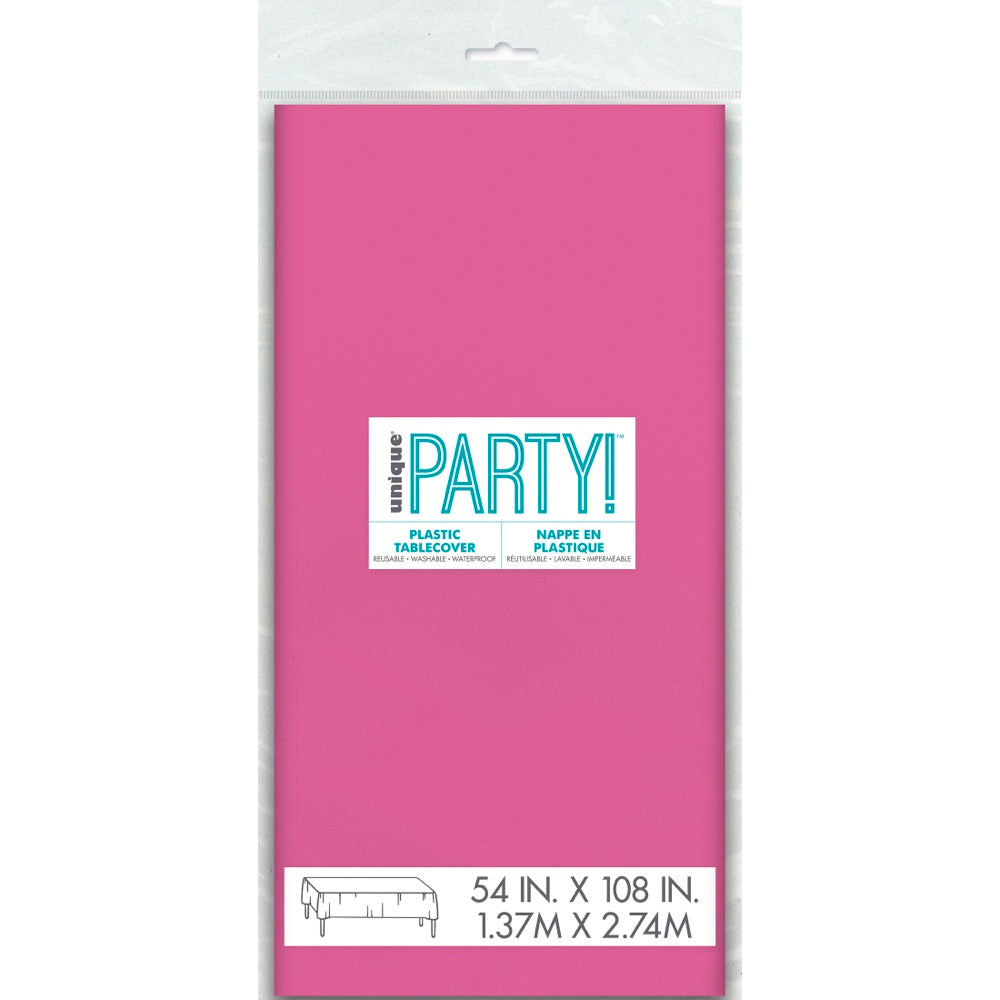 Hot Pink Plastic Rectangle Table Cover 54" x 108"