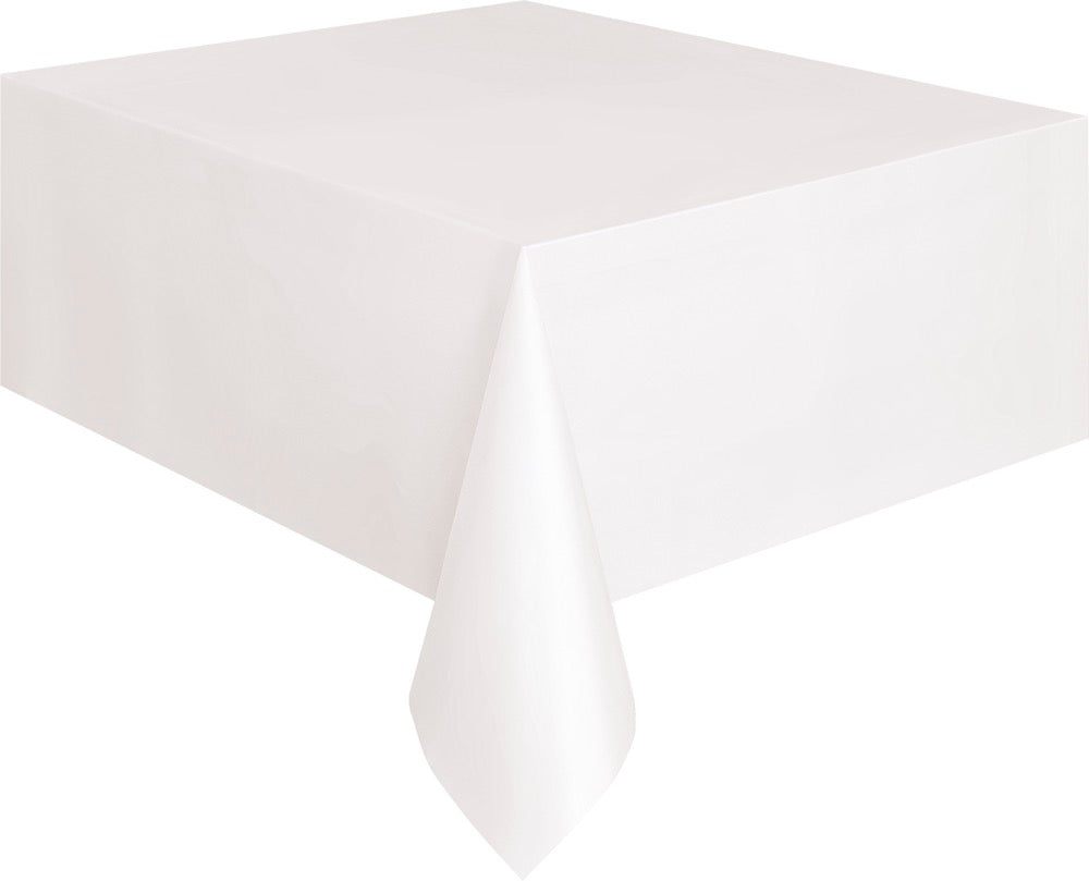 White Plastic Rectangle Table Cover 54" x 108"