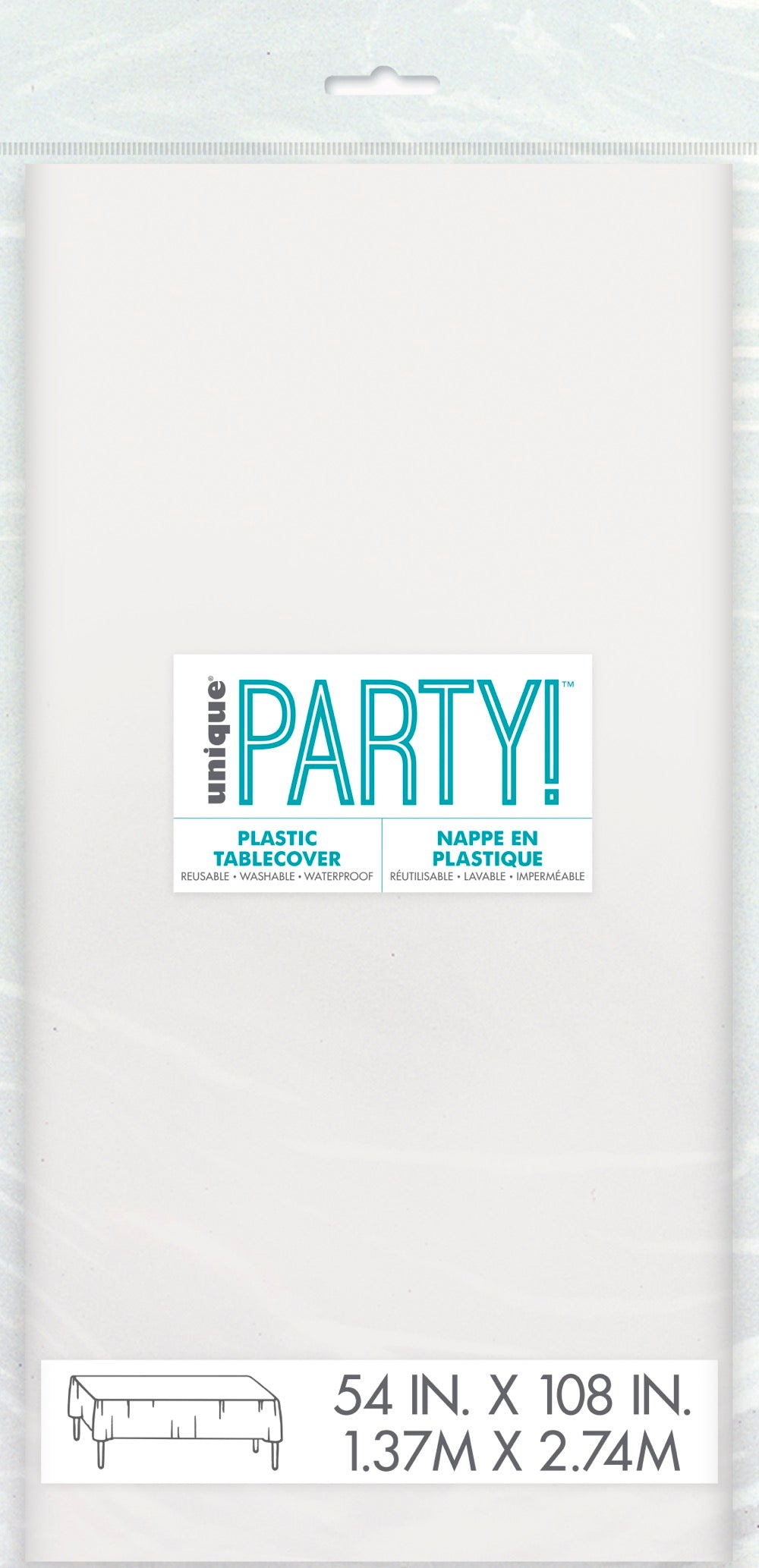 White Plastic Rectangle Table Cover 54" x 108"