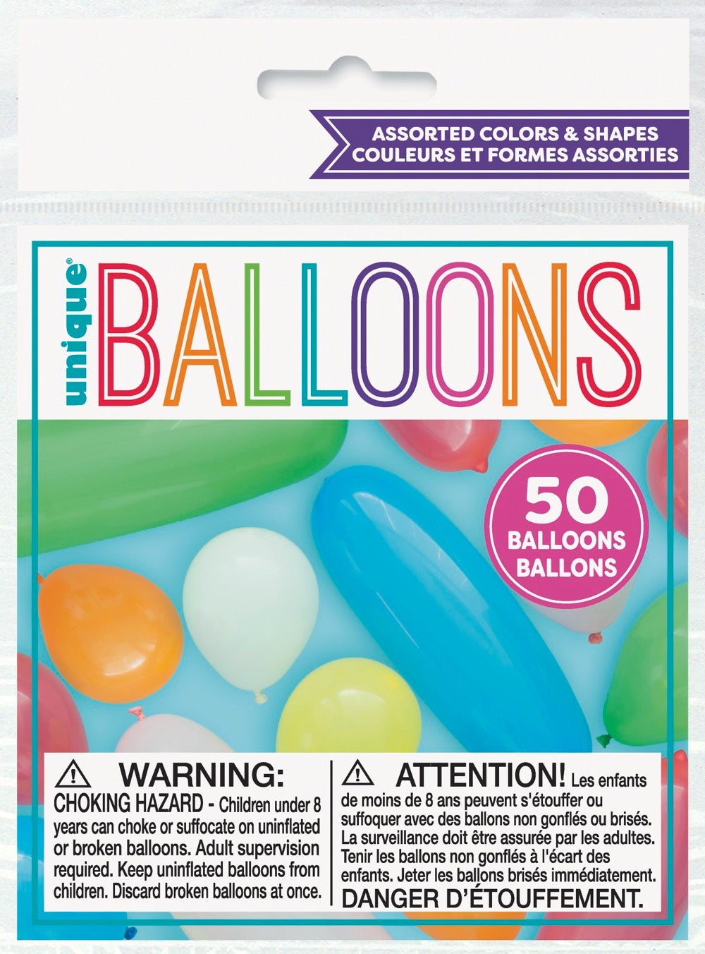 Assorted Shapes Party Balloons 50ct