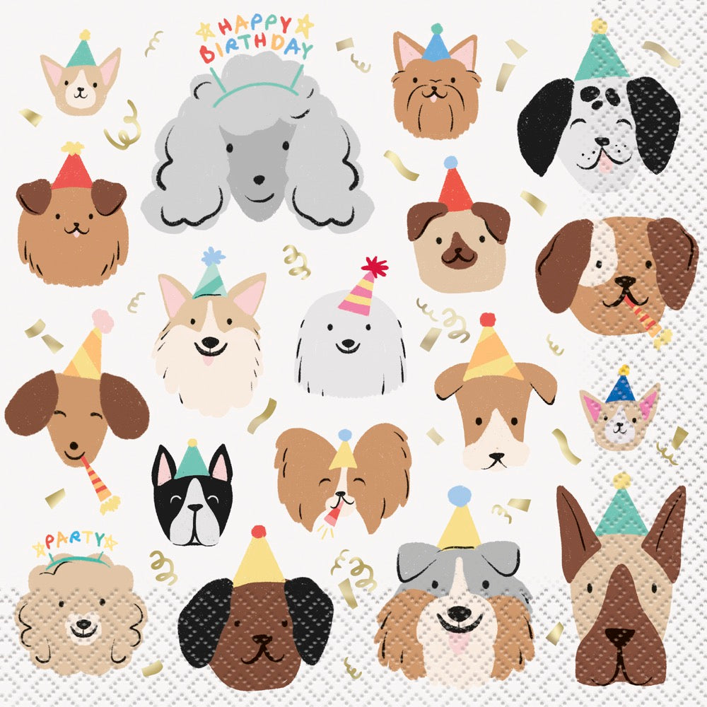 Pawty Animals Dog Luncheon Napkins 16ct - Foil Stamping