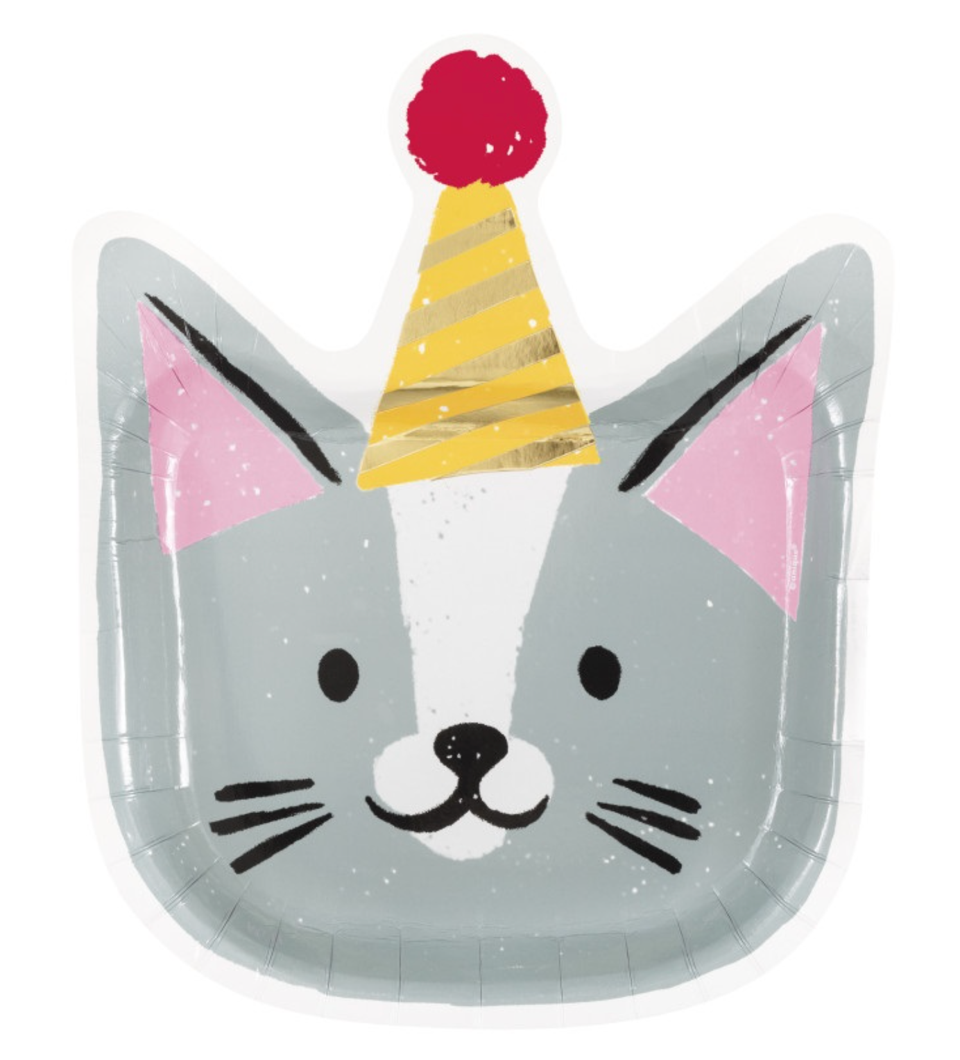 Pawty Animals Cat-Shaped 10in Plates 8ct - Foil Stamping