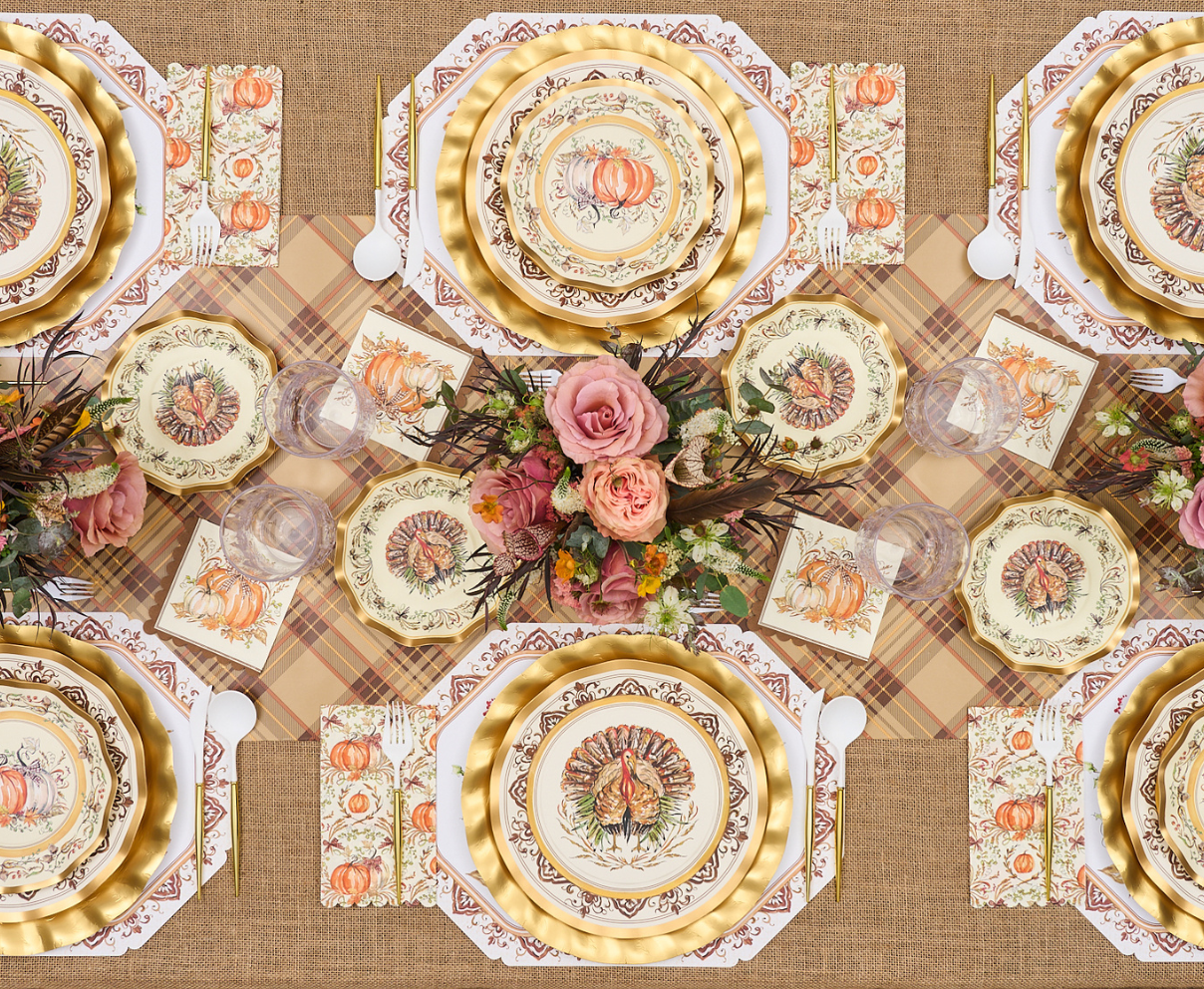 Turkey & Gourds 8in Salad Plates 8ct