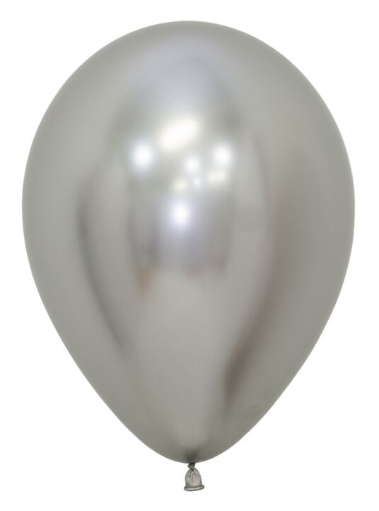 12in Helium Inflated Latex Balloon - Silver Chrome