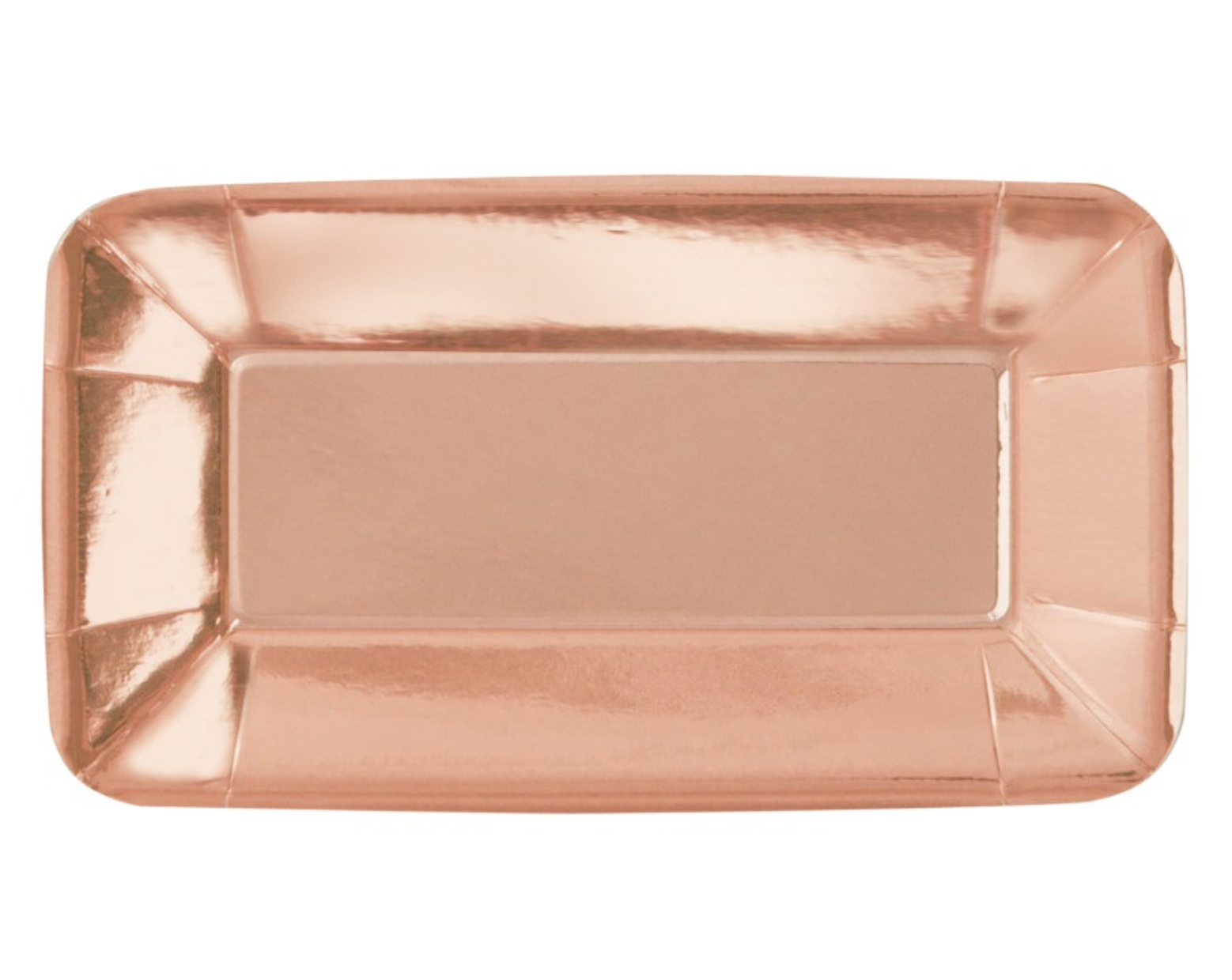 Rose Gold Foil Rectangular 9in x 5in Appetizer Plates 8ct