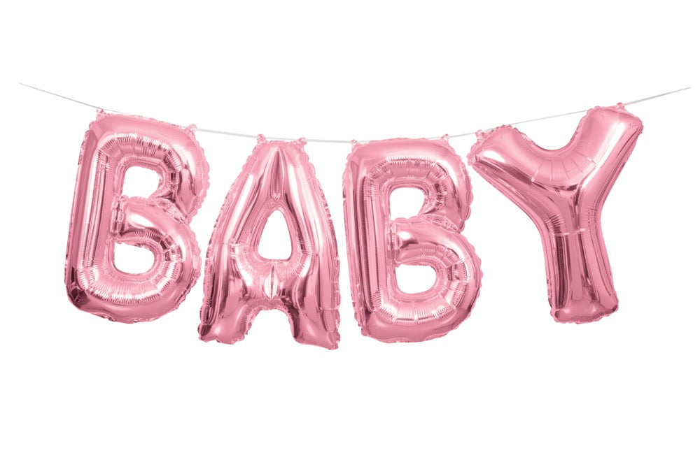 Pink Baby Foil Letter Balloon Banner Kit 14in