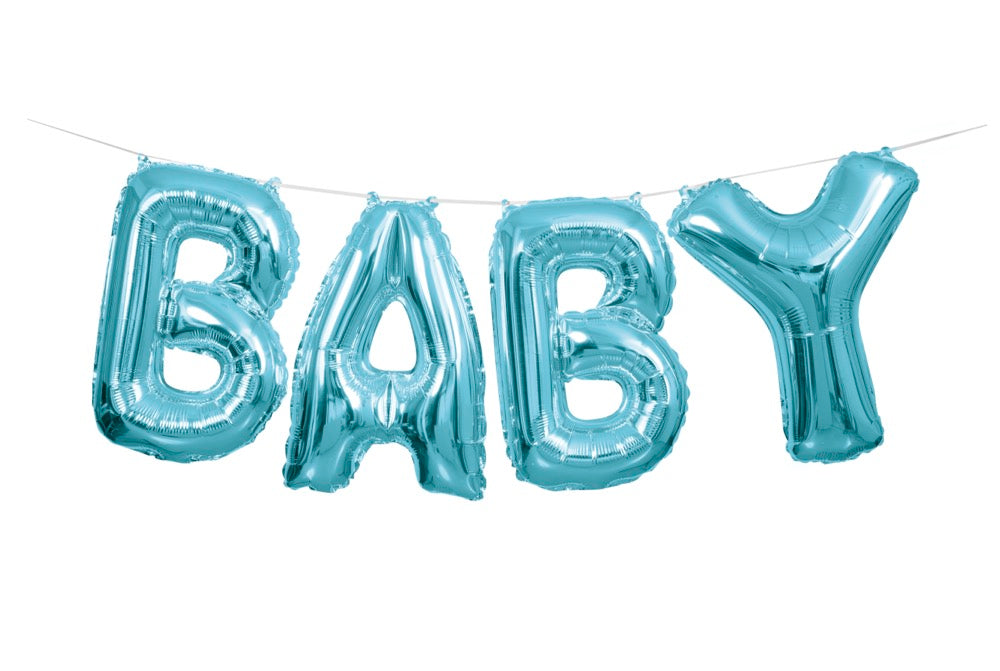 Blue Baby Foil Letter Balloon Banner Kit 14in