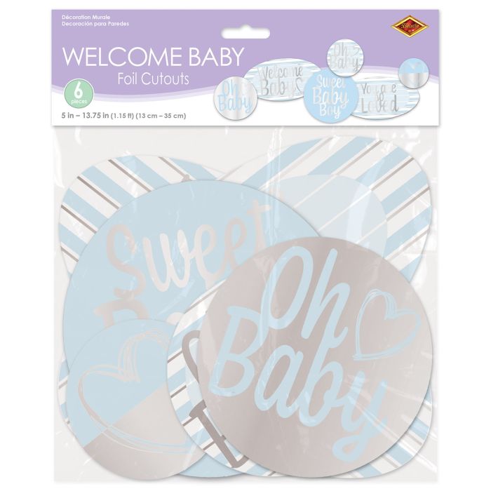Foil Welcome Baby Cutouts Blue
