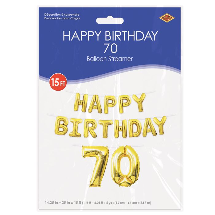 Happy Birthday 70 Balloon Streamer