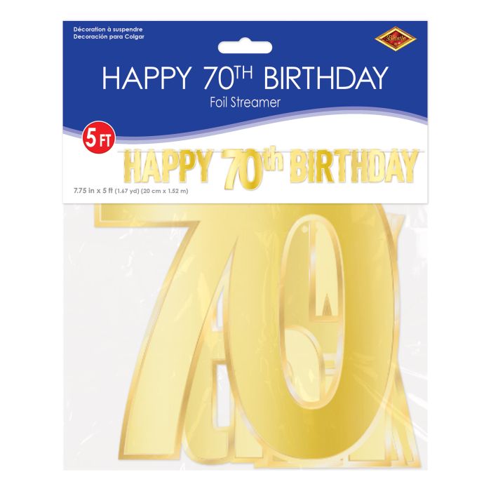Foil Happy 70th Birthday Streamer