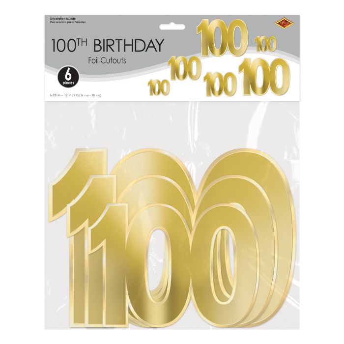 Foil 100 Birthday Cutouts