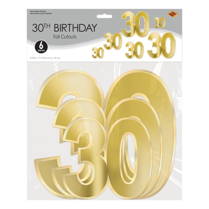 Foil 30 Birthday Cutouts