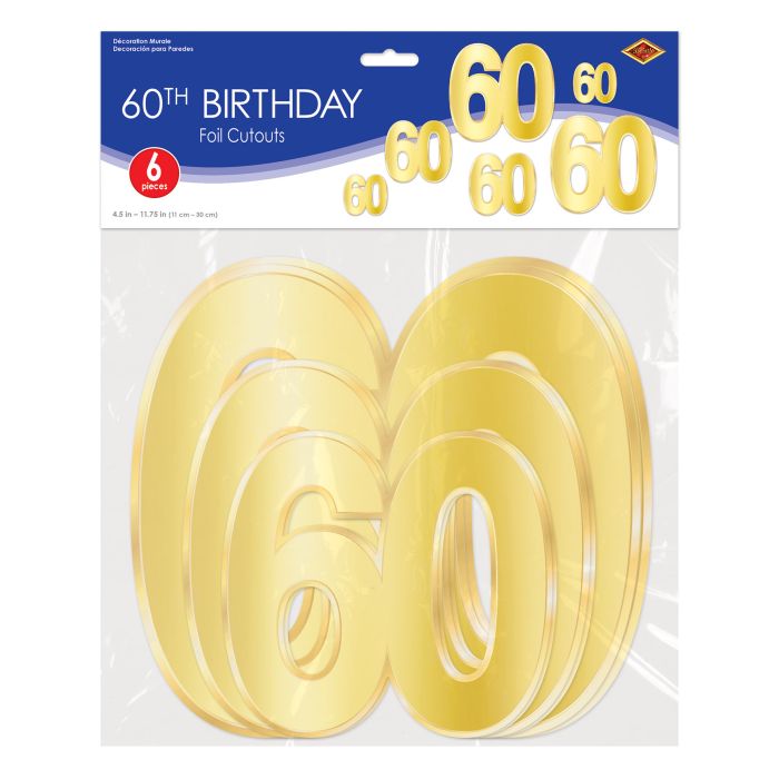 Foil 60 Birthday Cutouts