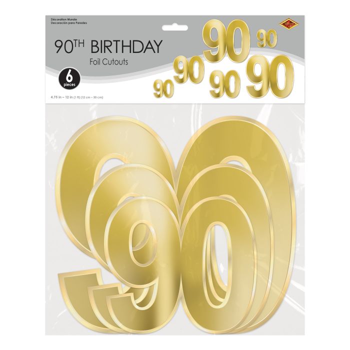 Foil 90 Birthday Cutouts