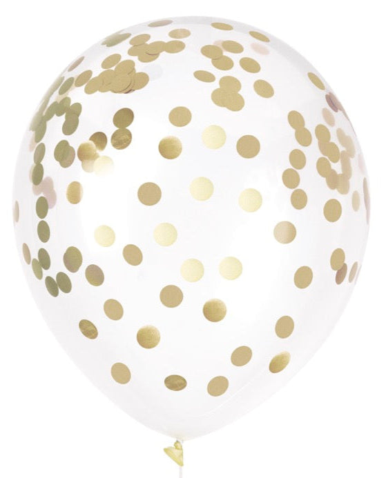Foil Confetti Filled 12in Clear Latex Balloons 6ct