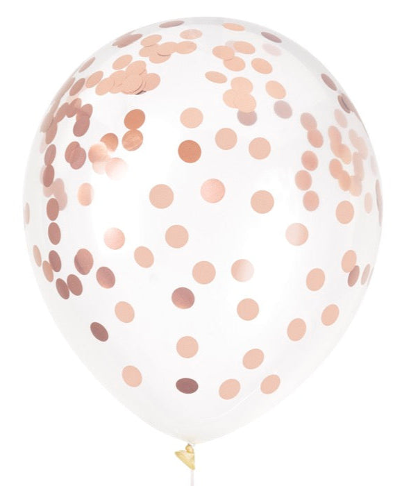 Foil Confetti Filled 12in Clear Latex Balloons 6ct
